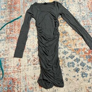 Club Monaco long-sleeved grey ruched dress